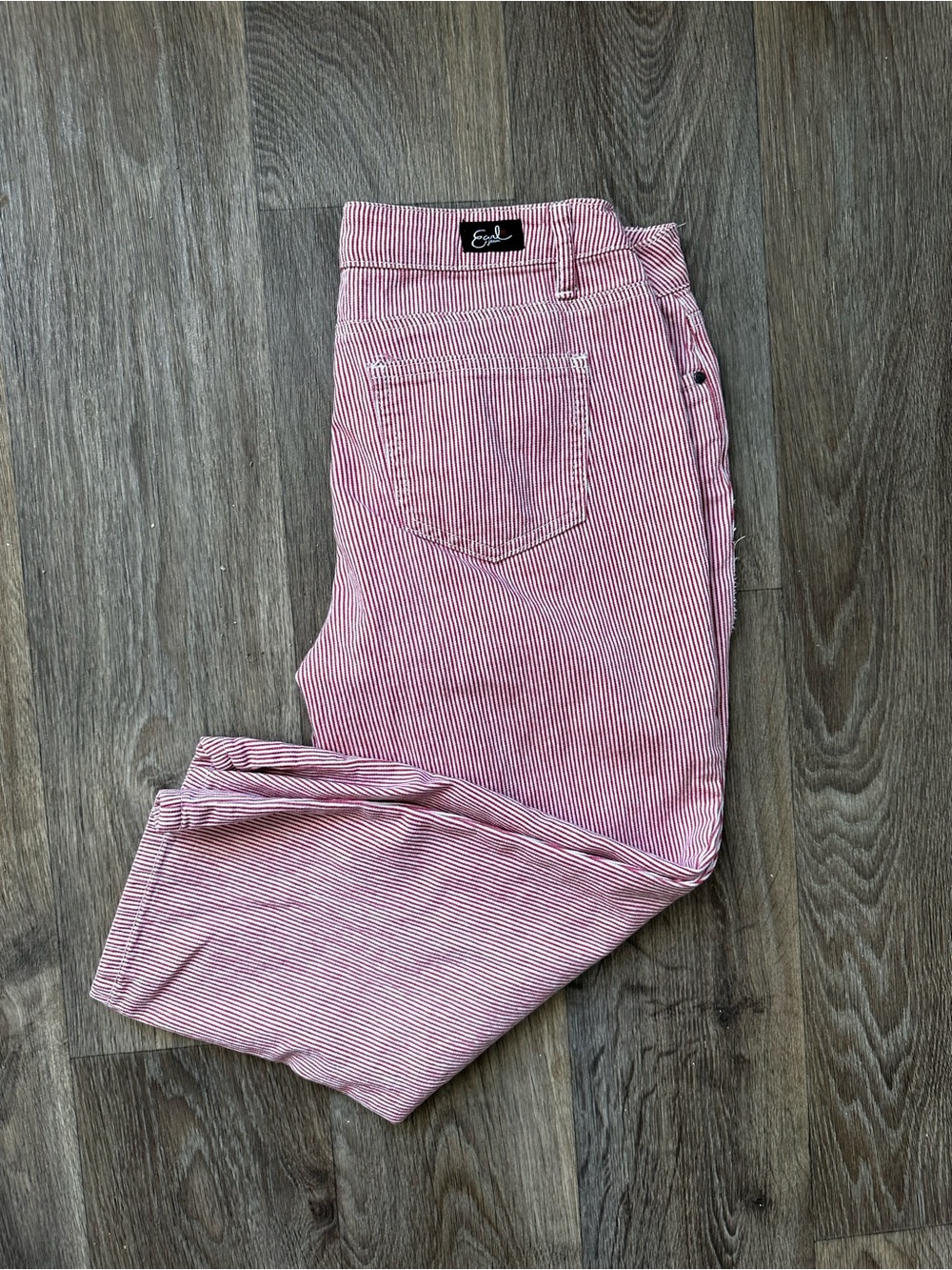 Earl Jeans Striped Skinny Ankle Pants Red White Hickory Stripe Vintage Size 10